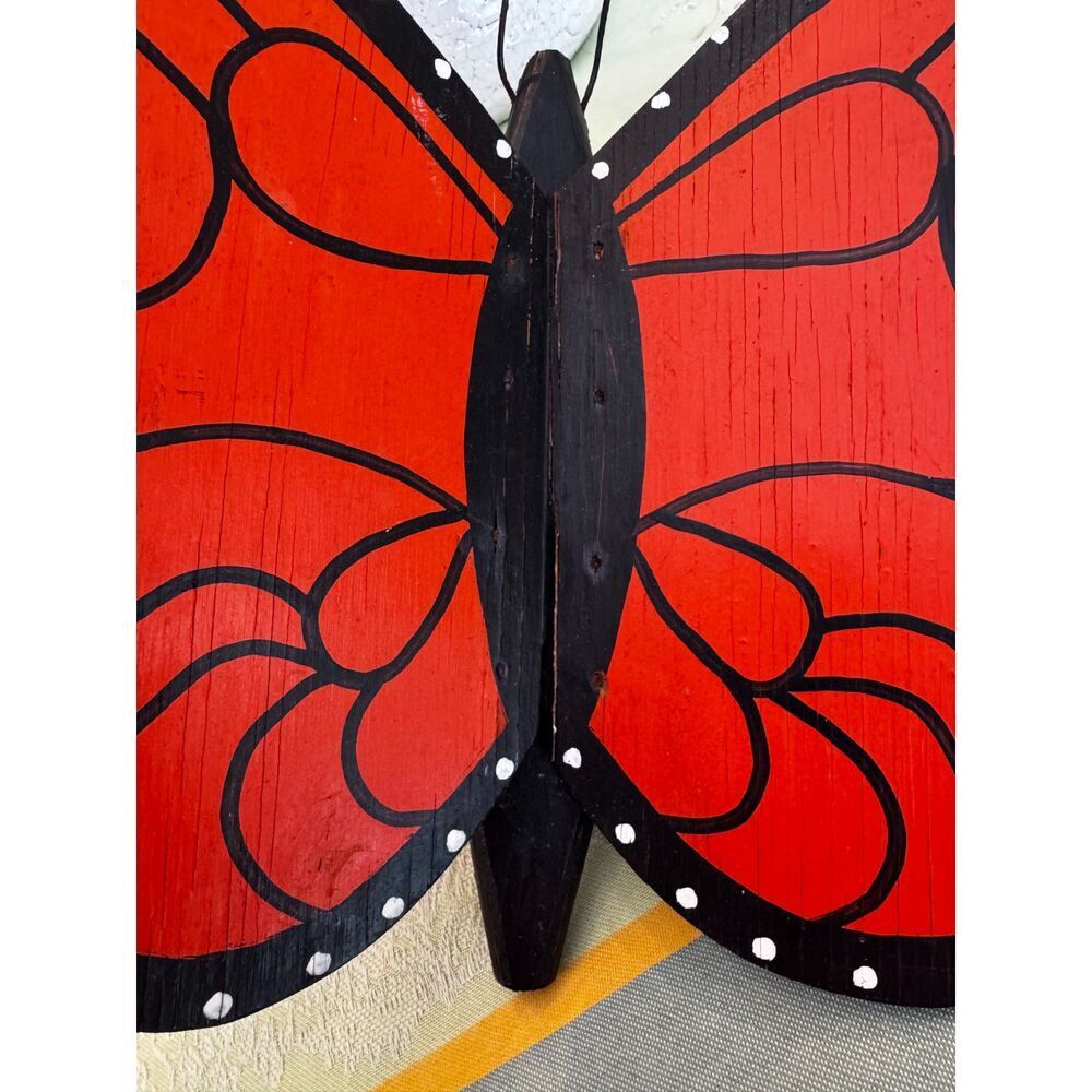Vintage wooden handmade and hand painted garden butterfly; cottage garden decor - Picture 4 of 7